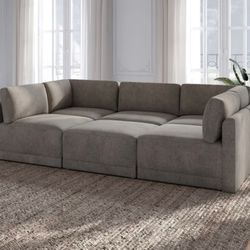 Thomasville Fallon Modular Sectional 6-piece Gray with Ottoman