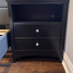 Black Nightstand with Storage
