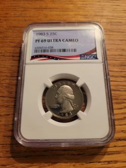 1983 S PF69 Ultra  Cameo Wahington Quarter