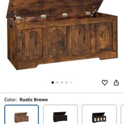 DINZI LVJ Storage Chest, 47.2”Wooden Storage Box with 2 Safety Hinges, Entryway Shoe Bench with Flip-Top, Large Trunk for Living Room, Bedroom, Easy A