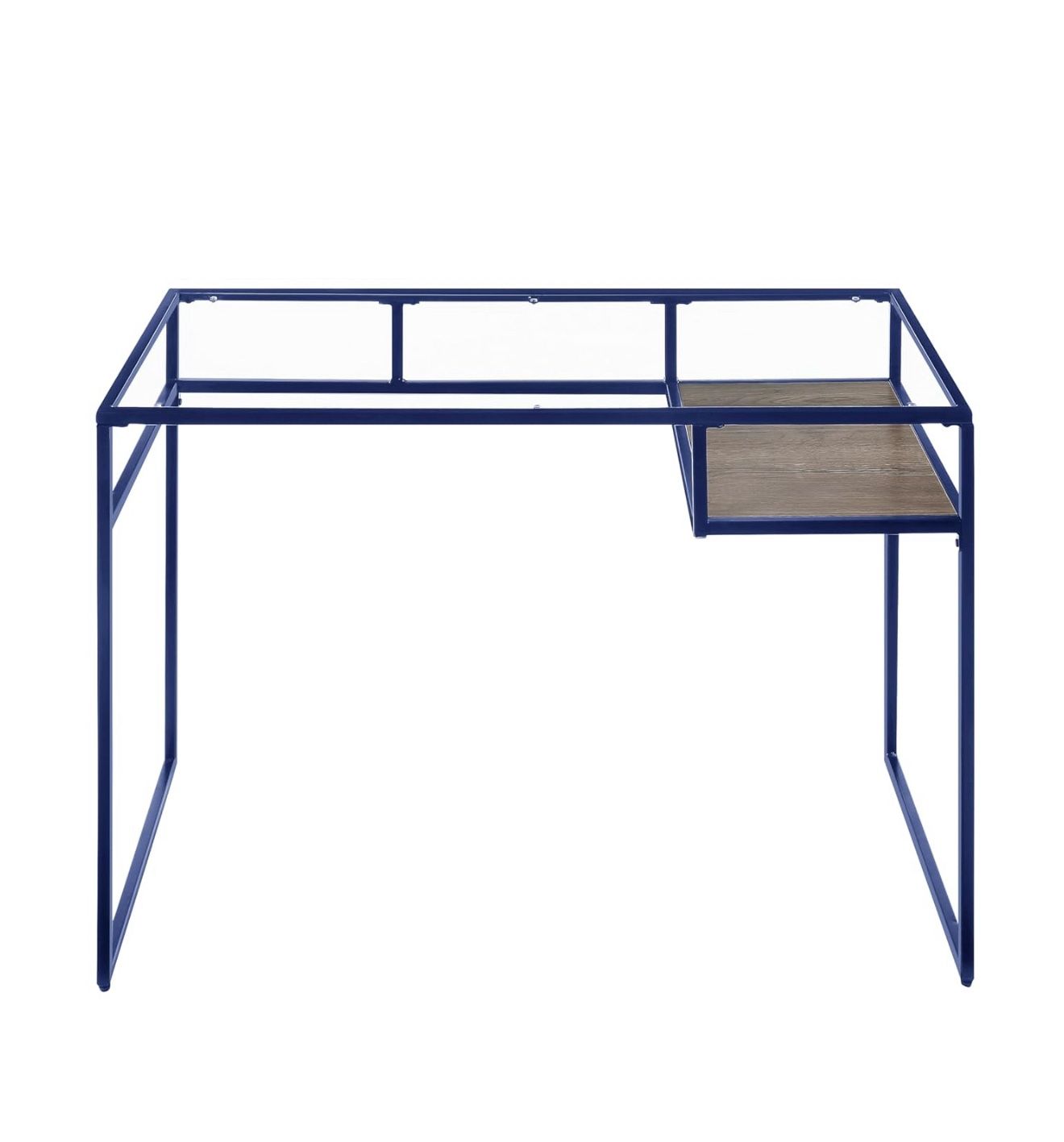 Glass Top Desk Black Metal Frame