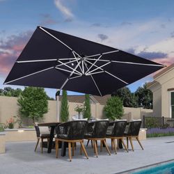 New PURPLE LEAF 10 x 13FT Deluxe Rectangular Patio Umbrella, Large Offset Cantilever Umbrella with 360° Rotation, Navy Blue  New in box ZYLRRC1013-NB-