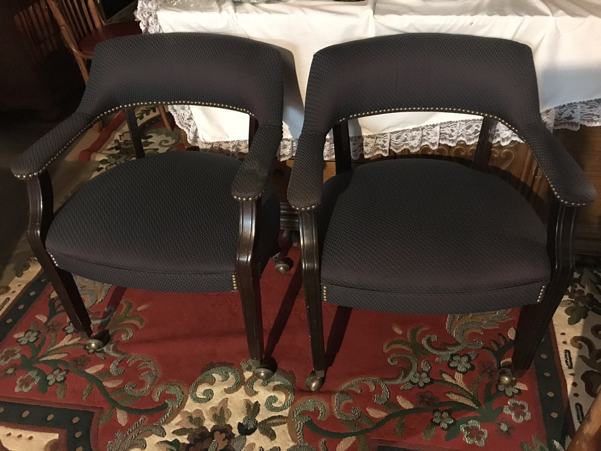 Pair of Cushion Chairs with Wheels