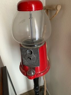 Vintage Red Gumball Machine on Stand