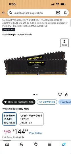 CORSAIR Vengeance LPX DDR4 RAM 2 X 8GB