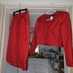 Beautiful Red skirt suit size 8 The skirt long 27" Waist 28"

