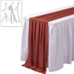 2 Pack Terracotta Chiffon Table Runner - 10Ft Boho Sheer Cloth Table Runner 29x120 Inch Long Romantic Sheer Table Runner For Wedding Bridal Baby Showe