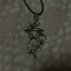 Silver Jagged Dragon Necklace 