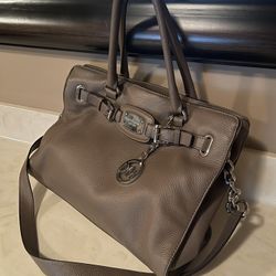 Michael Kors Hamilton Large Satchel Handbag, Tan Color