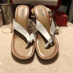 Arizona White Brown Cork Wedges Sz 9