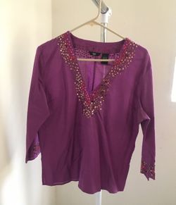 large 100% cotton Sequin Purple Shirt