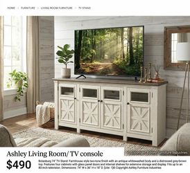 Ashley Bolanburg 74" - TV Stand / Living Room Console Table / Credenza