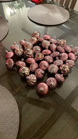 Beautiful Dusty Rose ornaments for🌲 Decoration 40 Pieces Different Shapes 