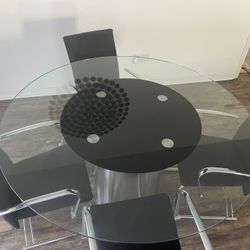 Modern Glass Table W/ 4 Chairs