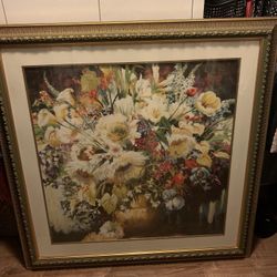 Large Glass Floral Picture 