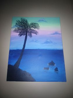 Beach sunset painting