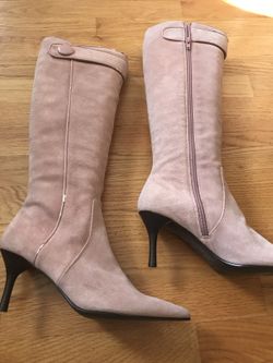 Pink suede boots