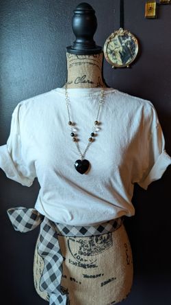 Black Heart long necklace with accent beads