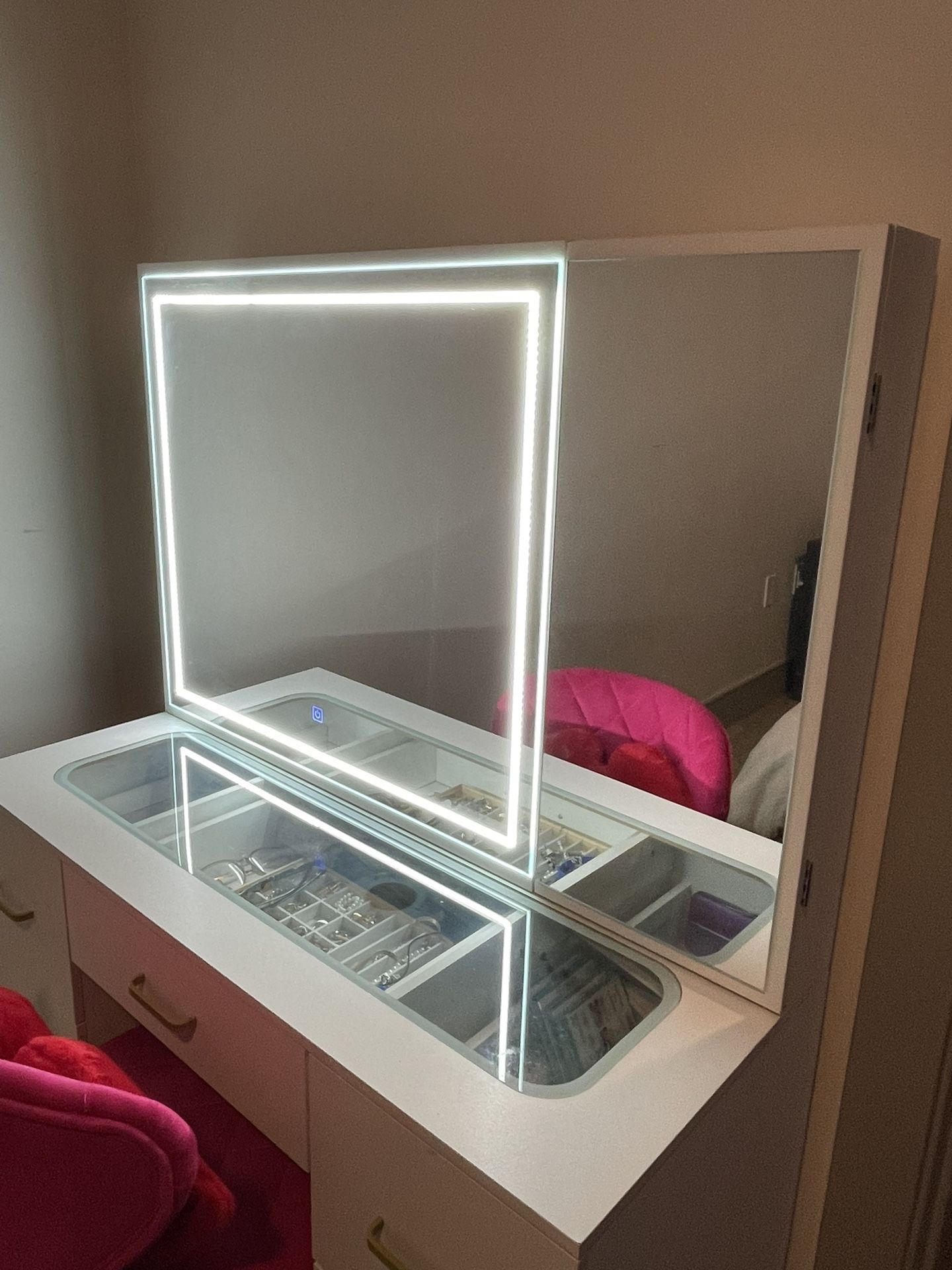 Glass Top Makeup Vanity 
