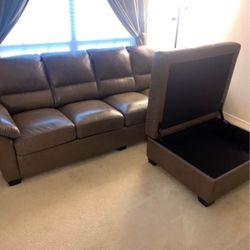 Arizona leather Couch And Ottoman 