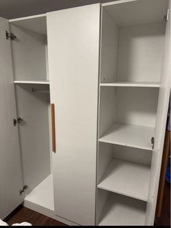 White Wardrobe with Shelves and Hanging Rail