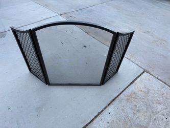 3-Panel Black Metal Fireplace Screen