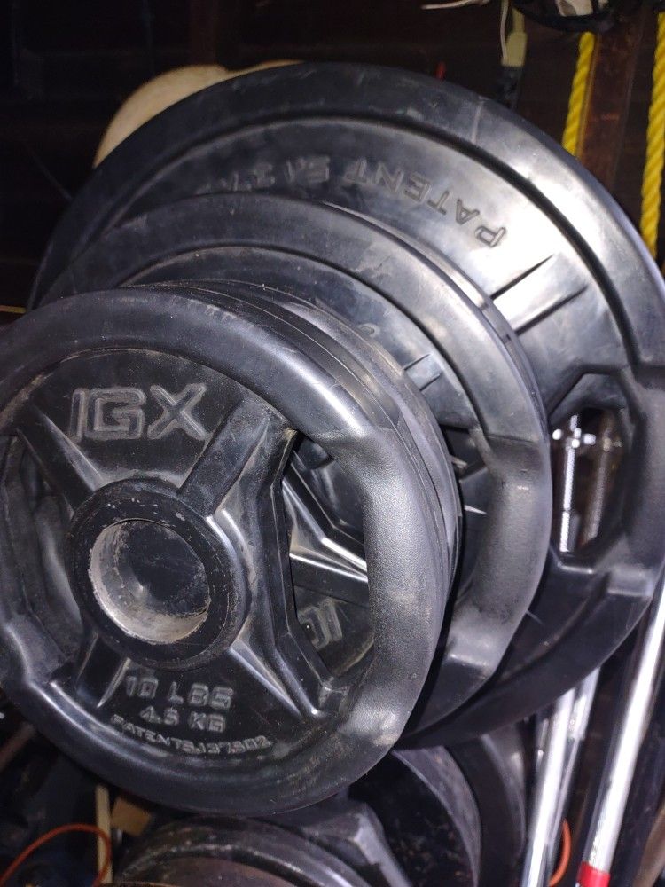 IGX 170lb Olympic Weights Set Urethane Coated Grip Plates For Sale In intek-premium-urethane-coated-weight-plates-for-sale