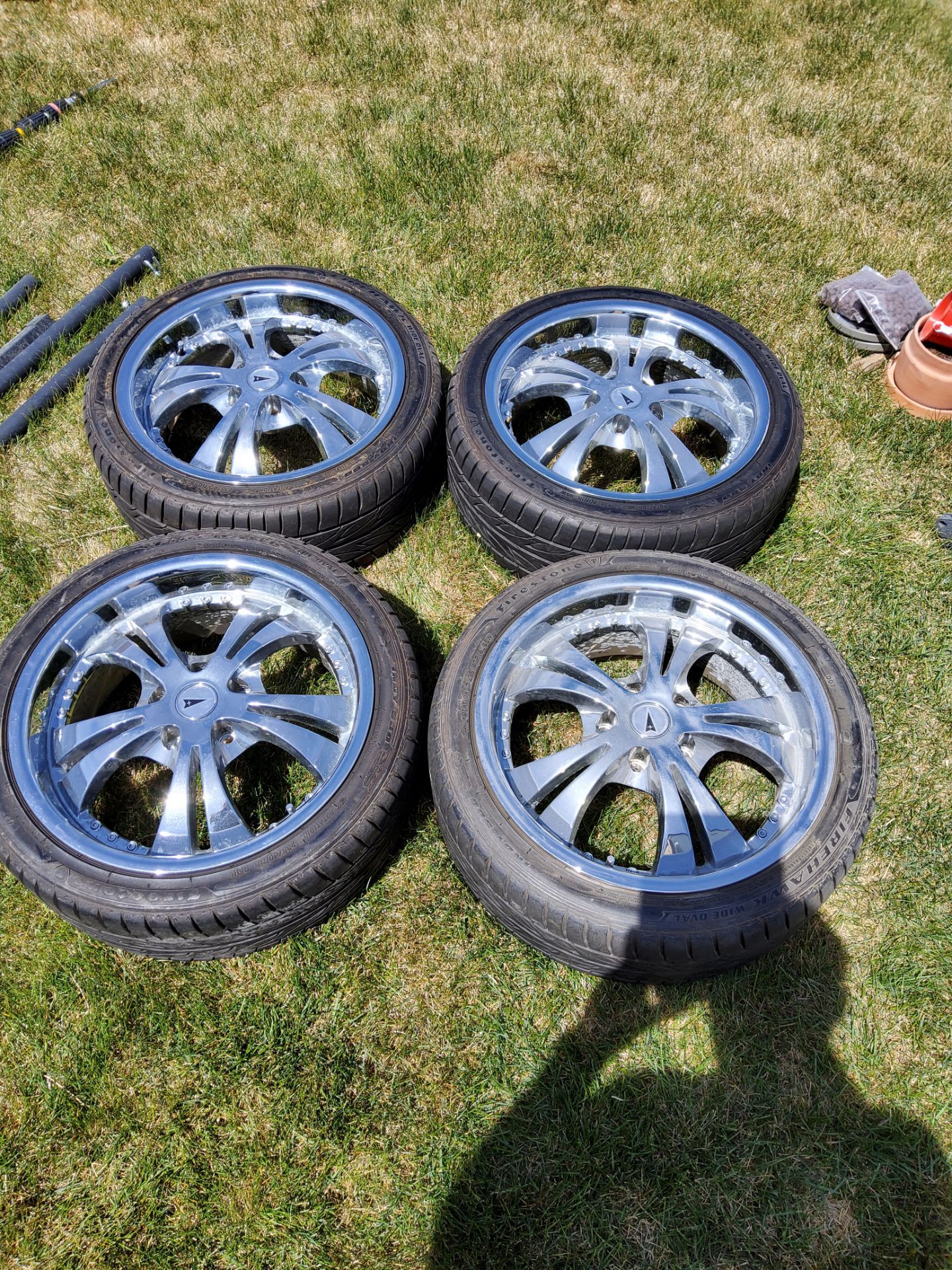 18" chrome wheels and tires