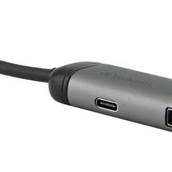 USB-C Multiport Hub - USB 3.0, HDMI, 4K, USB-C Hub with Quick-Charge Connection for Laptop, MacBook, Silver