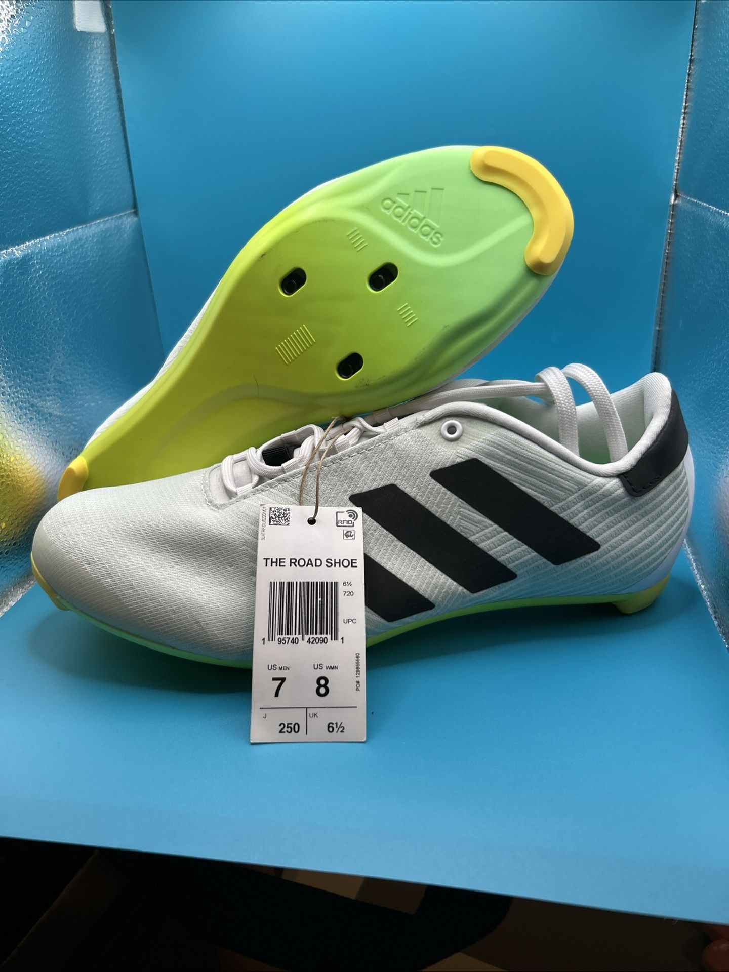 Adidas The Road Shoe Cycling Shoes White Beam Green GX1661 Men’s 7 Women’s 8 NWT