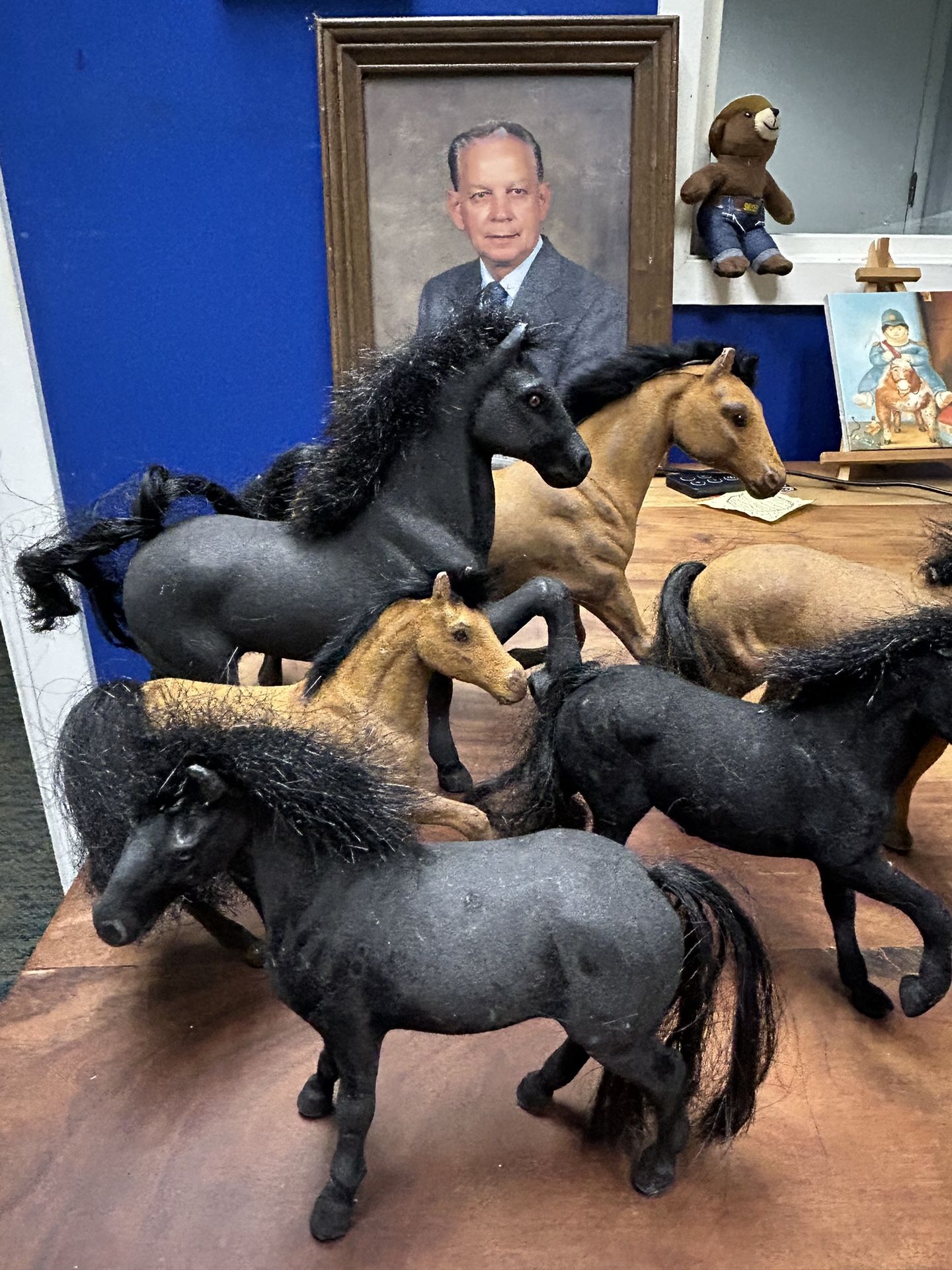 Vintage Flocked Horses
