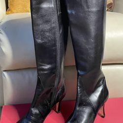NWT VANELI BLACK CALF LEATHER CALF HIGH BOOTS, NEW IN BOX, SIZE 11