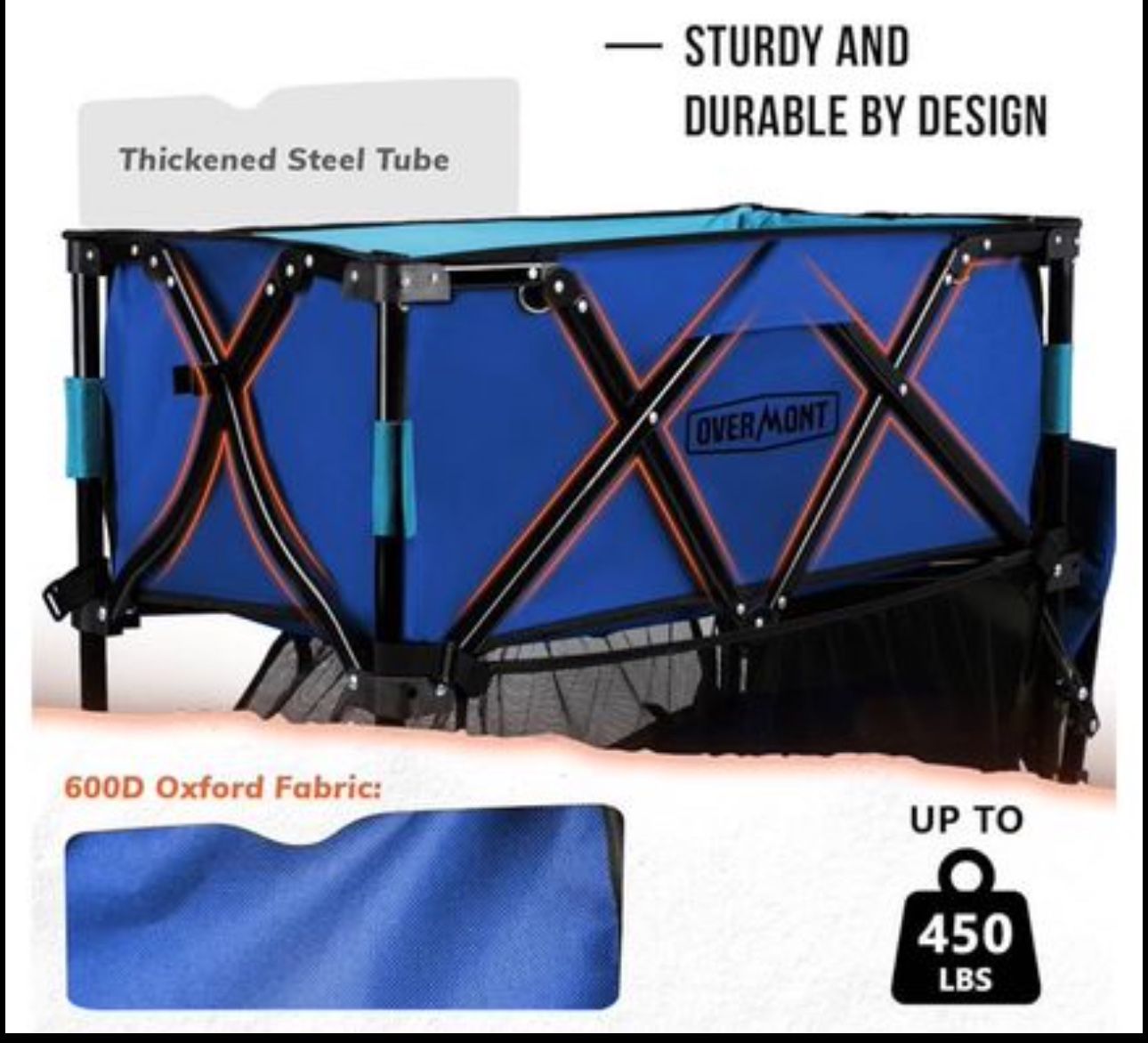 Compare to $160 on Amazon Overmont 400L Foldable Double Decker Wagon - Large Capacity Collapsible Wagon Cart- 52" Extra Long Extender - All-Terrain Bi