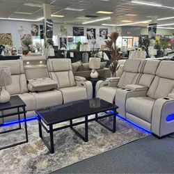 Brand New🤝$10 Down Payment Finance 💌Boyington Led Power Reclining Sofa and Loveseat Living Room Set