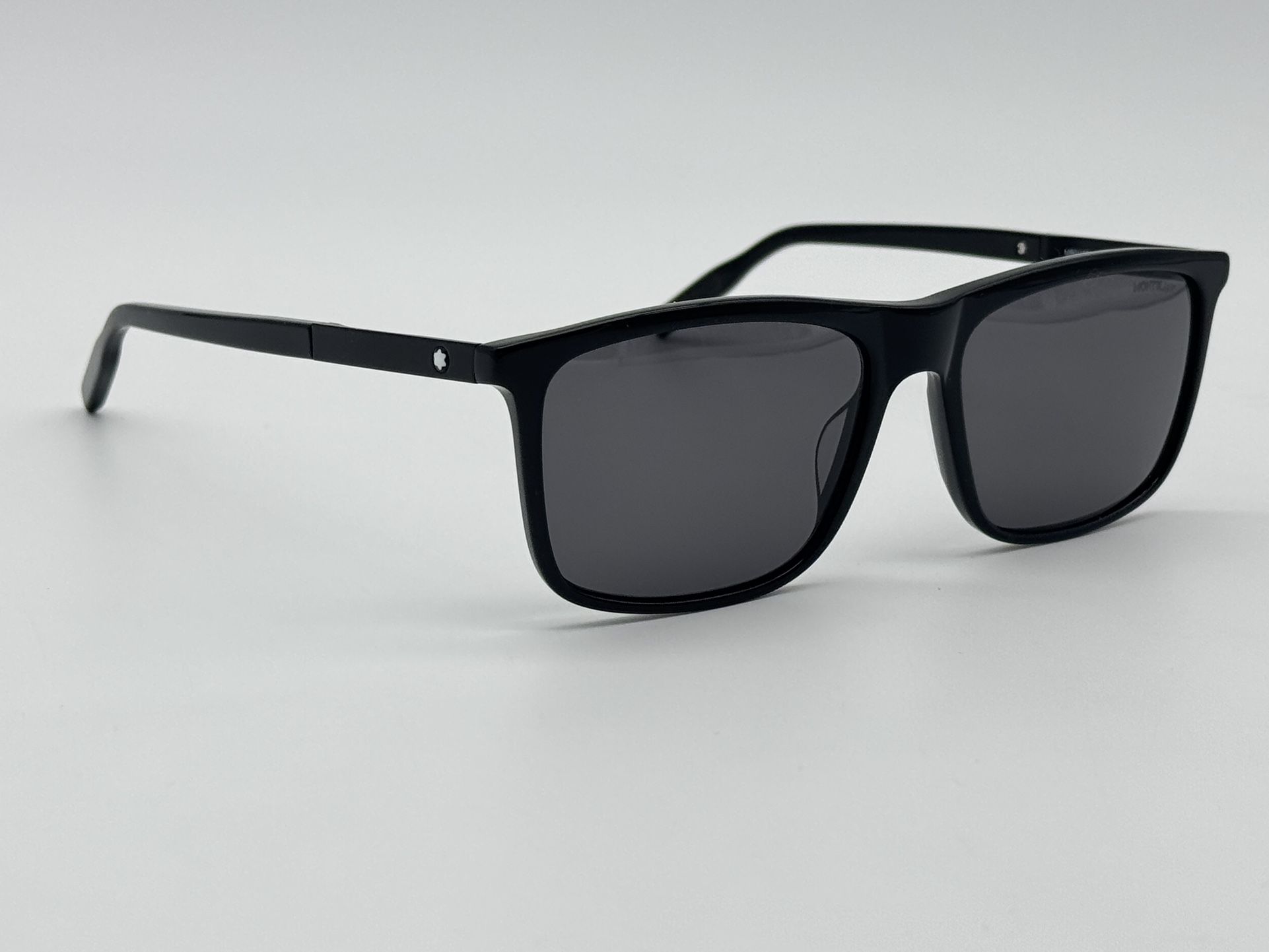 MONTBLANC BLACK ACETATE GREY LENSES RECTANGULAR SUNGLASSES NEW 100% GENUINE $470