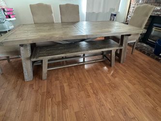 Table with bench and 4 chairs with extended leaf