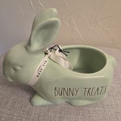New Rae Dunn ceramic green bunny planter or a candy dish