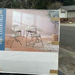 Folding Card Table Indoor Outdoor with 4 Folding Chairs Craft Table Brand New Never Used  