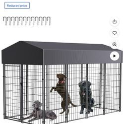 BingoPaw Playpen Welded Wire Dog Kennel W/ Cover, 8.2 ft. x 4 ft. x 5.4 ft
