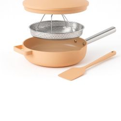 Brand NEW One Pan Nutricook 10.5” Ceramic Nonstick Pan with Lid, Steamer & Spatula | Oven Safe, Induction Compatible | 10-in-1 Multi-Function Cookware