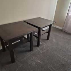 Real Wood Night Stand Small Table Pair