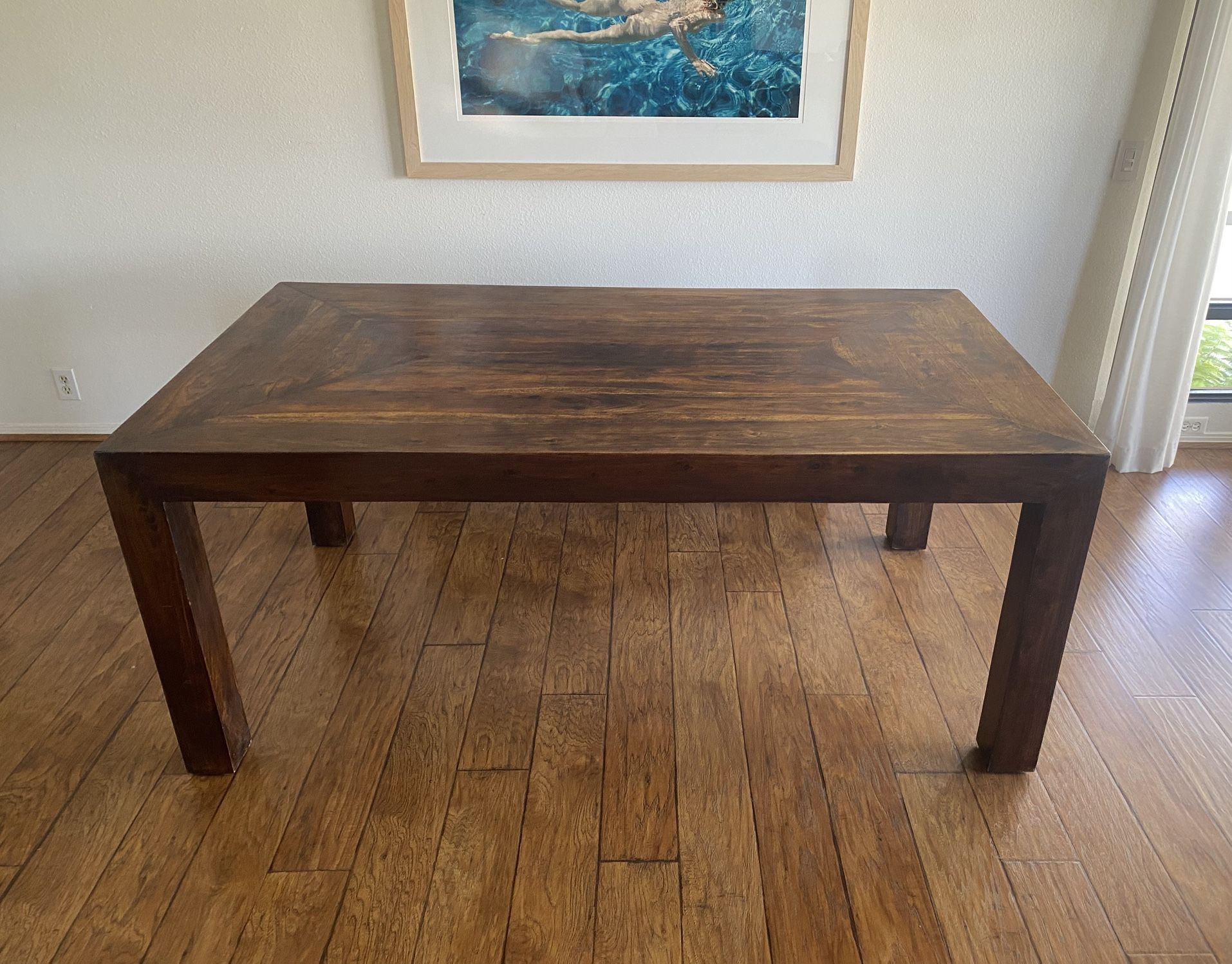 Contemporary Modern Wood Dining Table And Matching Bench 