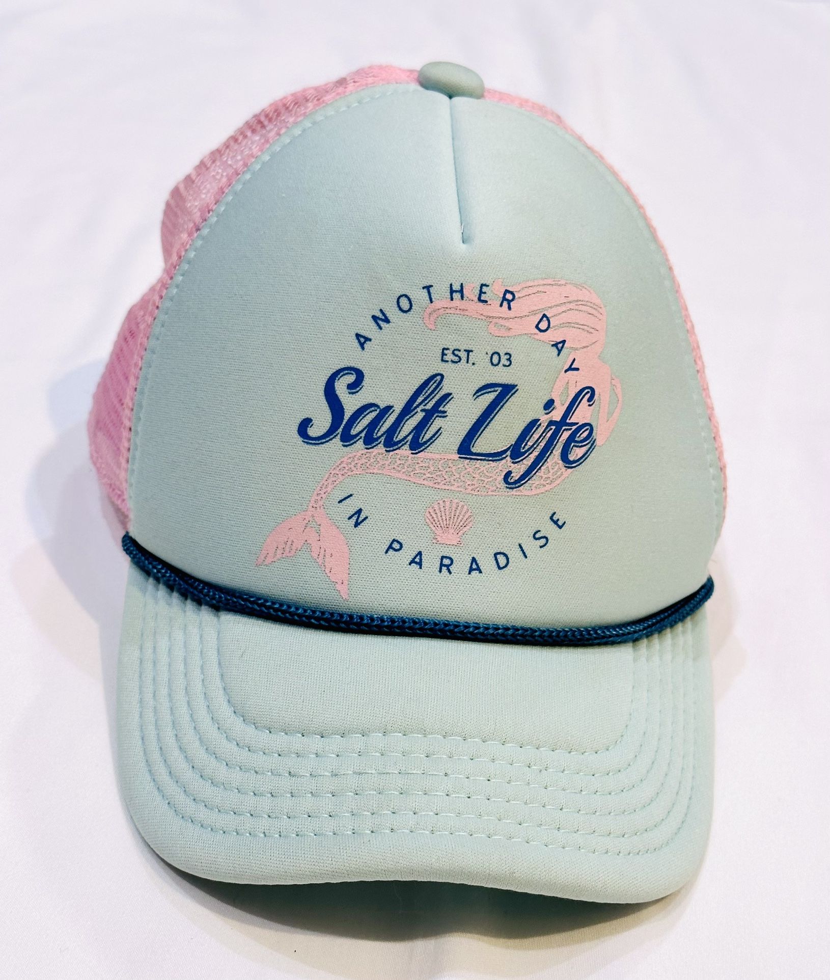 Salt Life Snapback Hat Mermaid Youth OS Aqua & Pink Cap Mesh Back