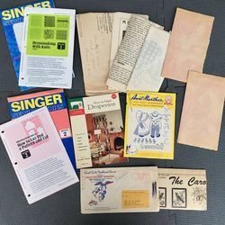 Assorted Lot Vtg Singer Sewing Books Inserts Mail Order Iron Transfer