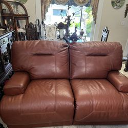 Leather Loveseat With Electric Recliners