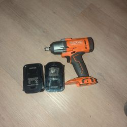 Ridgid Impact Wrench With 2 Batteries 