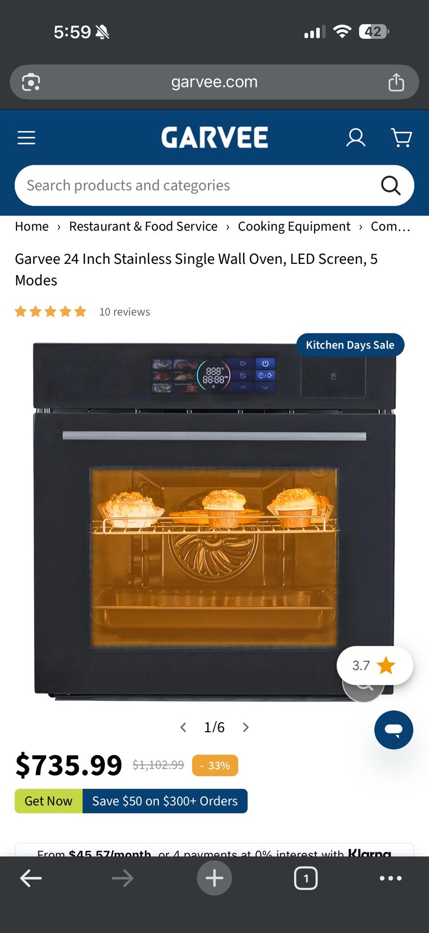 Single wall oven