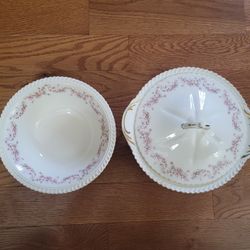 Vintage Harker Royal Gadroon "Bridal Rose" Vegetable Bowls