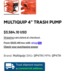 Multiquip 4" Trash Pump