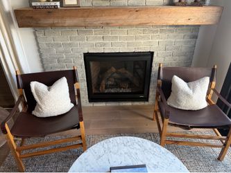 CB2 Expat Leather Safari Chairs (2)